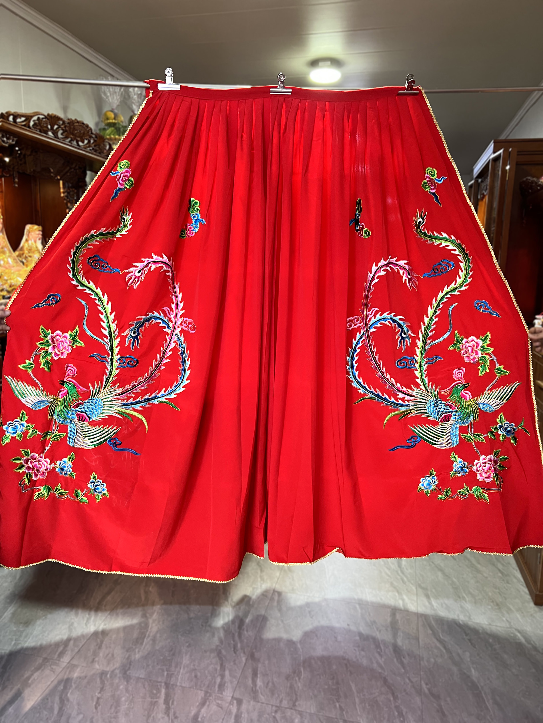 神明衣服神像披风斗篷佛衣刺绣凤袍佛袍菩萨双凤凰披肩寺庙还愿红