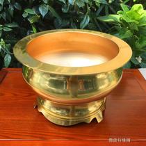 Buddhas Buddha Hall Swing Piece Buddha Front Incense Stove Copper Furnace Pure Copper Ex-gratia Large Incense Stove Light Body Oven Stand Incense Stove Glossy 14 inches