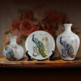 欧式客厅摆件家居饰品陶瓷三件套工艺品