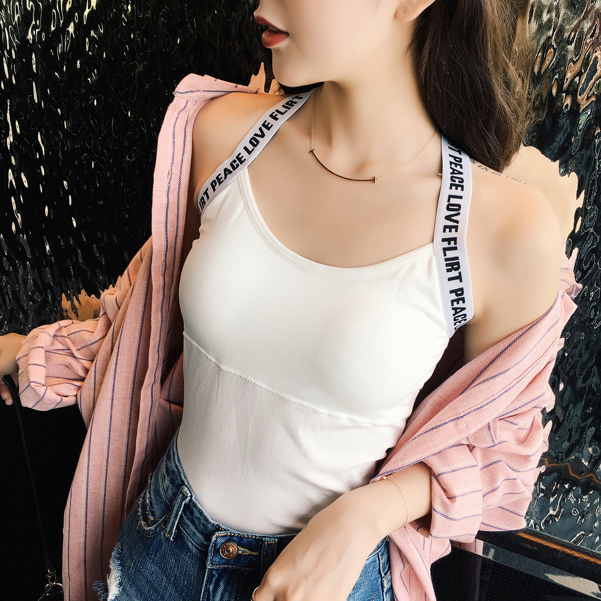 韩版无袖短款运动学生背心女外穿抹胸裹胸性感修身小吊带打底衫夏