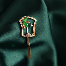 (Ya Fan Series-Bamboo) Accompany Tefu Ya really love natural Jade A goods 18K gold jade brooch 20