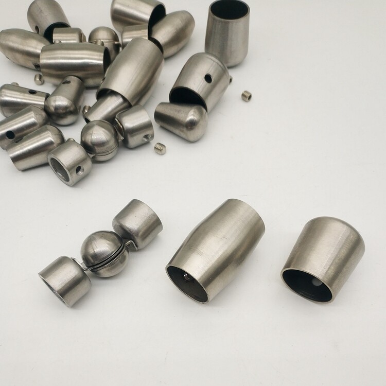 不锈钢圆管堵头楼梯扶手封口盖帽拉丝万向转直接封头栏杆连接配件