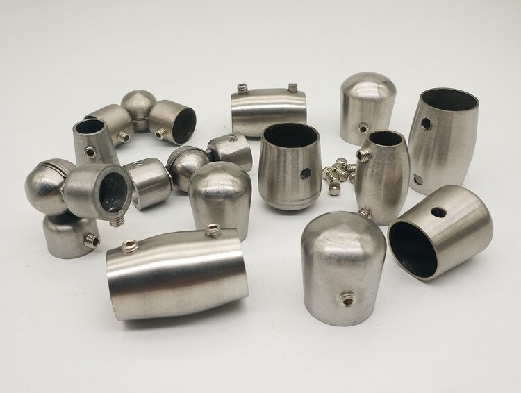 不锈钢圆管堵头楼梯扶手封口盖帽拉丝万向转直接封头栏杆连接配件