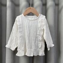 Chashan Na Miss JW3427 mixed texture side open a pure cotton doll shirt