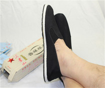 Old Beijing craft rubber bottom black cloth shoes mens flat bottom leisure spring and autumn a pedal middle-aged and elderly canvas work shoes