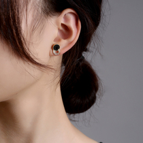 Black circle geometric earrings Korean temperament atmosphere net red earrings 2021 new fashion summer stud earrings women