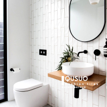 Fun Nordic bathroom toilet subway brick Glossy tile ins net celebrity restaurant kitchen long wall brick