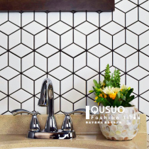 Black and white diamond matte bathroom mosaic Modern minimalist bathroom tile Kitchen floor tile Balcony wall tile