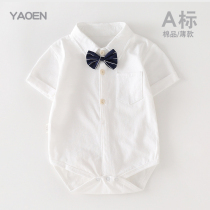 Super-foreign baby one-piece dress boy short sleeve handsome Ha clothes Net red baby Triangle Shirt
