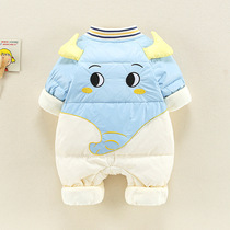 Baby down jumpsuit winter newborn baby down jacket winter clothes climbing clothes mens treasure out ha clothes light and warm