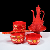 Wedding with wedding accompanied by newcomer Longfeng to bowl wine mat toast with wine jug Chopsticks Traditional Chinese Retro Cup