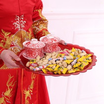 Wedding Festive Wedding Banquet Moving Jo Relocation Great Red Double Joy Character Big Fruit Tray Tray End Tea Toast Dry Fruit Tray
