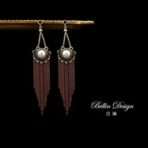 Ethnic style earrings tassel long female super fairy retro style Simia high-end holiday silver needle earrings 3137