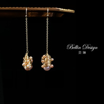 Thin baroque earrings suitable for a round face female high-end niche long ear line drop earrings temperament wild 3012