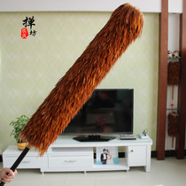 Wus Shanfang feather duster 1 27m large tribute duster gift decoration town house carved dragon sandalwood handle send hook