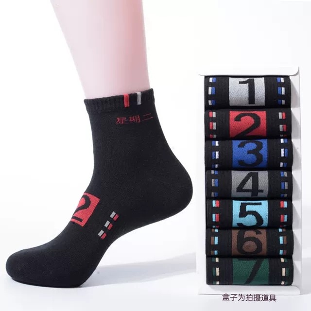 ຖົງຕີນຜູ້ຊາຍຝ້າຍບໍລິສຸດກາງດູໃບໄມ້ລົ່ນແລະລະດູຫນາວກິລາດິຈິຕອນ socks sweat-absorbent breathable ຖົງຕີນຜູ້ຊາຍ 7 ມື້ຕໍ່ອາທິດ ຖົງຕີນ