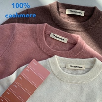 TTcashmere2019 years male and female child children cashmere sweatshirt round collar jacket head pure color base powder color system