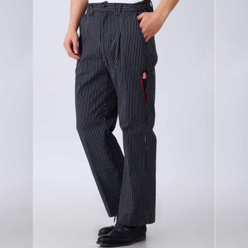 条纹厨师裤 高级厨房厨师舒适工作裤 酒店饭店后厨松紧腰裤子