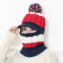 Winter hat womens knitted hat outdoor cold hat plus velvet wool hat cycling thickened windproof hat ski warm hat