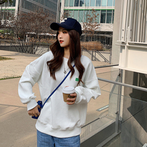 Early spring collar lap ring cotton necropolis women 2021 new Korean version loose round collar long sleeve letter blouses jacket