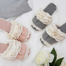 Aika love home Korean household goods French romantic cotton home shoes natural dyed quilted slippers