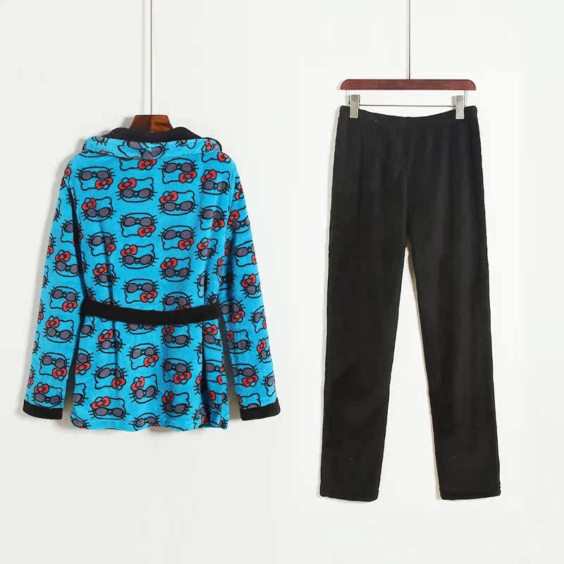 Бархатная накидка, демисезонное термобелье, пижама, комплект, эластичная талия 