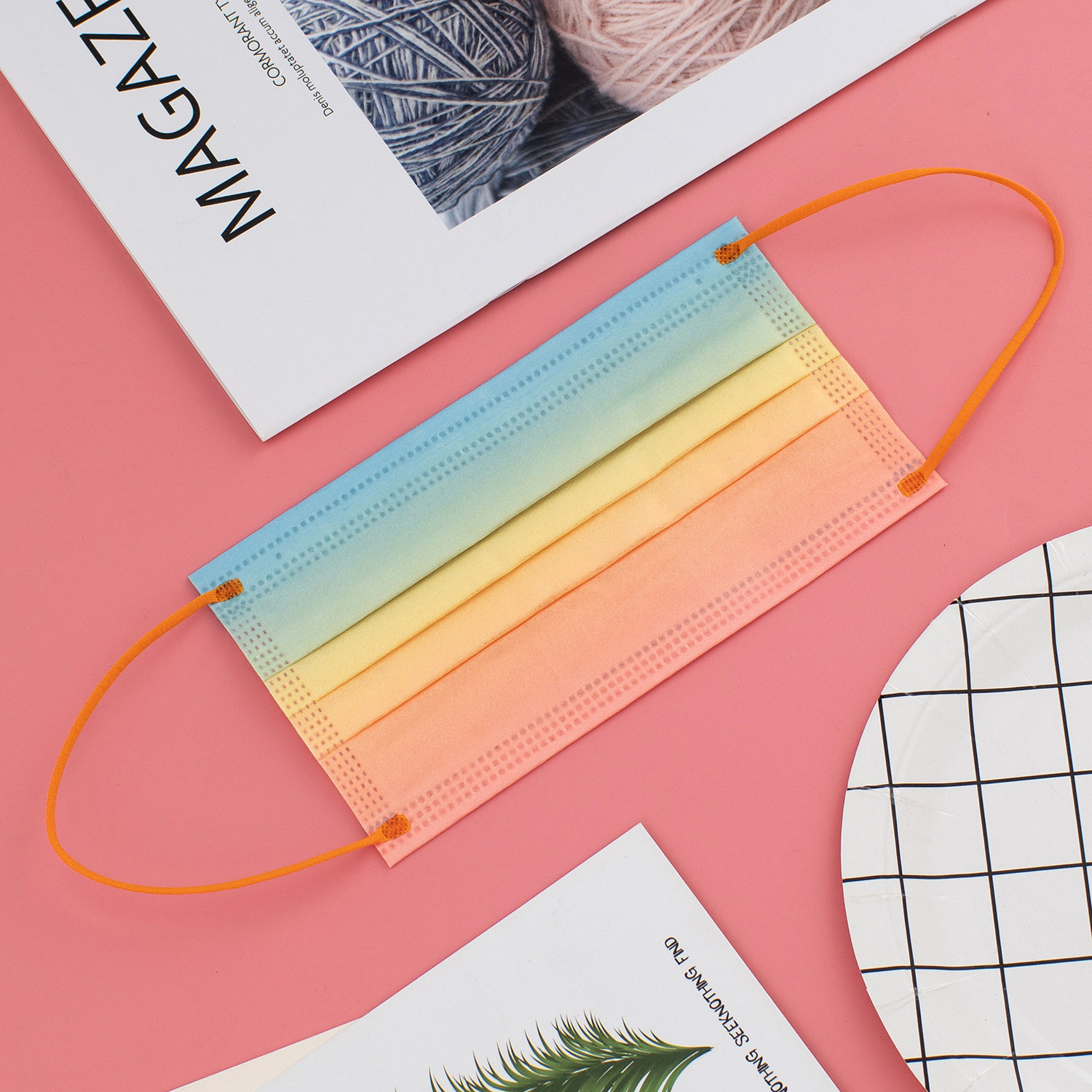 渐变色口罩马卡龙彩虹女性潮韩国网红ins风一次性口罩透气防晒