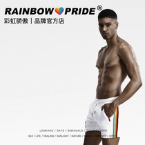 RainbowPride Rainbow Casual Shorts Towel Ring Fashion Pure Cotton Zipped Pocket Beach 50% Wei Pants