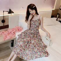 Q6102-2020 spring and summer new womens retro temperament thin ruffle floral suspender dress 0406