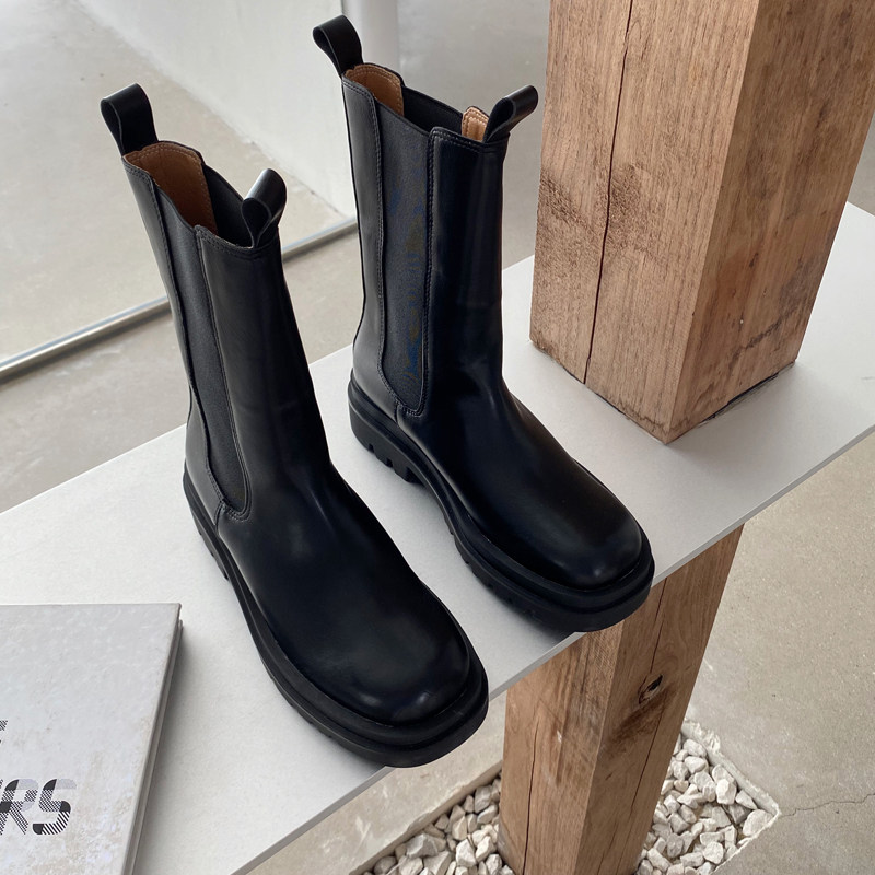 b网红vmona烟筒靴新款夏透气中筒马丁靴松糕厚底切尔西女短靴