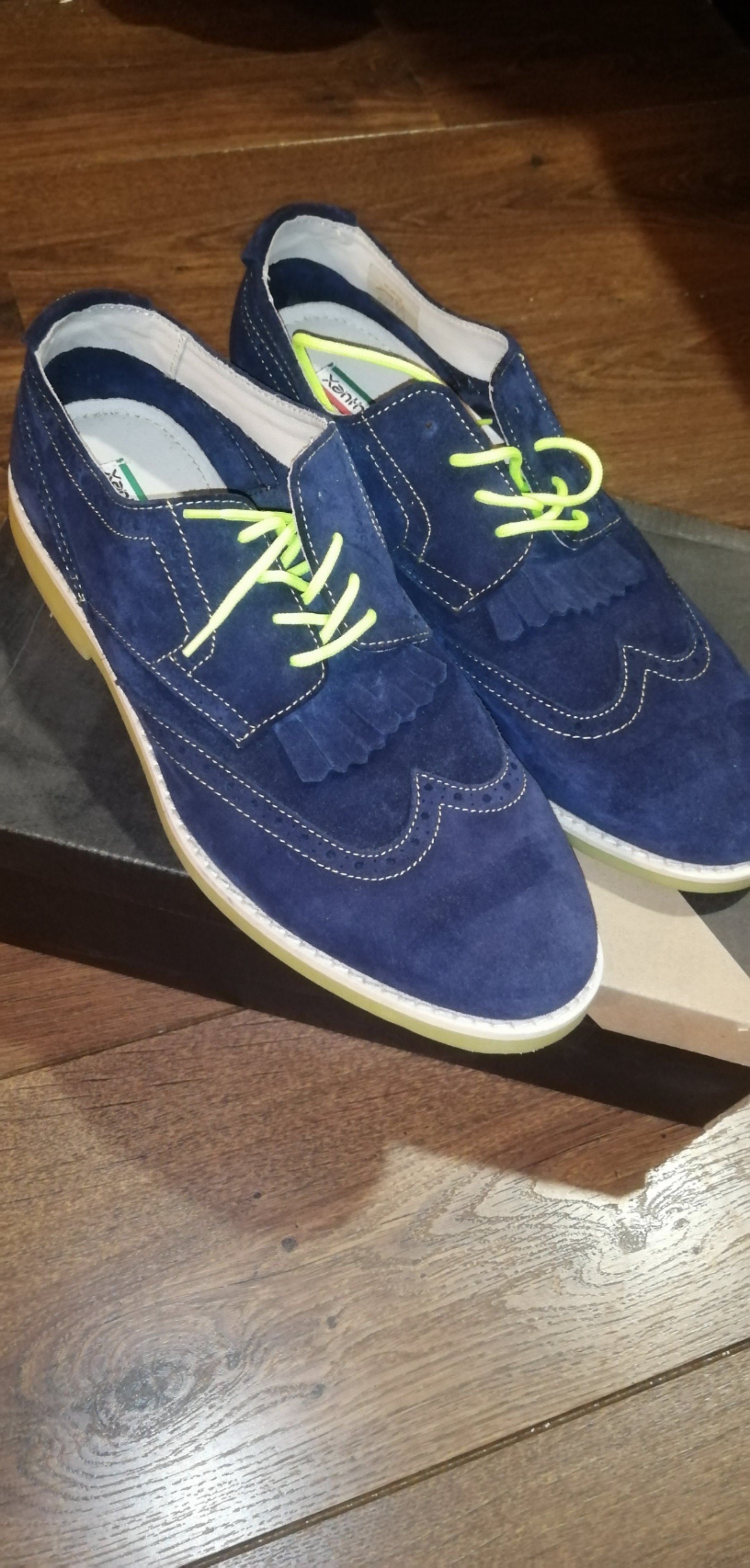 xantholite男士蓝色布洛克皮鞋,意大利产,最后2对42码2对44码,120包邮