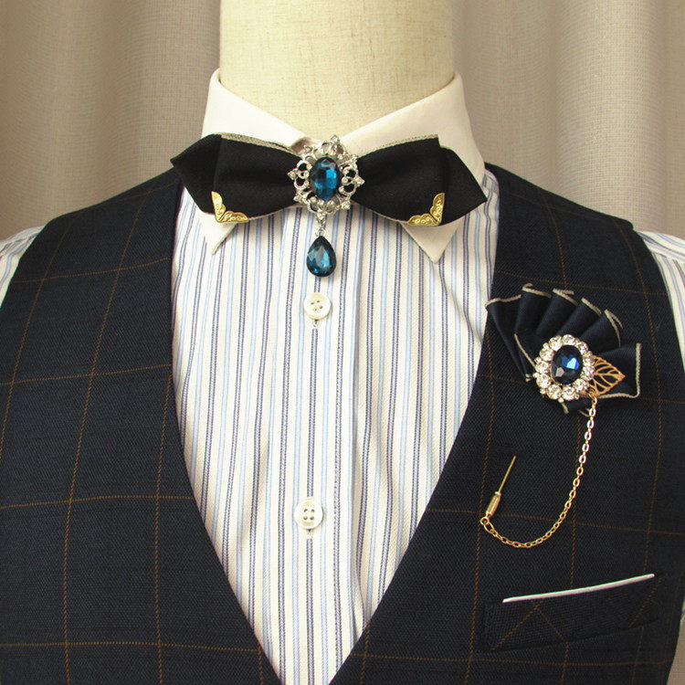 韩版英伦男士正装婚庆领花新郎伴郎婚礼制服结婚领带胸针休闲领结