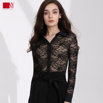 Nayi womens long-sleeved lace shirt top new modern dance practice clothes autumn and winter spring practice clothes