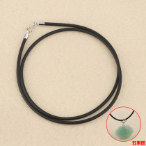 Family Xiang s925 pure silver buckle leather rope necklace pendant pendant necklace pendant necklace gold emerald jade pep male and female wax rope