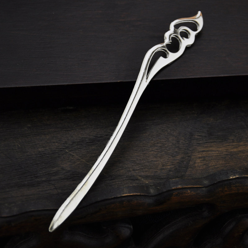 包邮复古苗银中国书签两用挽月发簪民族风流苏发饰节日生日礼物女