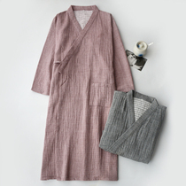 Japanese mens and womens pajamas Spring and autumn kimono bathrobes Washed cotton gauze home clothes Japanese Perspiration clothes nightgown