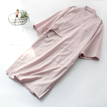 Japanese-style kimono pajamas Womens spring and summer cotton gauze thin nightgown Yukata sweat steaming clothes Japanese home clothes