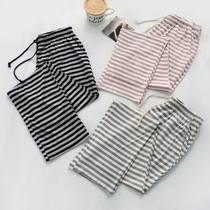 Zhujiamixu Japanese pajamas womens spring and autumn and summer modal pants simple loose striped modal home pants