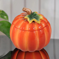 Jinyu Mantang Ceramic Pumpkin Sealed Storage Tank Tea Cans Hand-painted Three-dimensional Ceramic Decorative Rice Jars