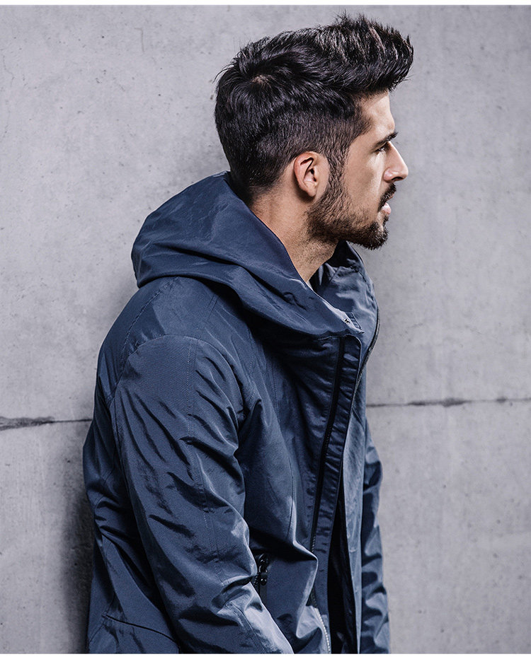 酷衣购 男士秋季新款休闲风衣 男韩版修身连帽外套 男装潮3858