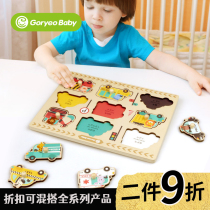 South Korea Goryeo Baby handgrip plate digital jigsaw young children Early teaching shapes Puzzle Fruits Fruits and vegetables Transportation Insert Plates Toys