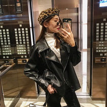 Song Zhengen short small leather jacket women spring and autumn 2021 New Korean handsome loose locomotive clothing puleather jacket