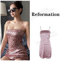 reformation purchase jennie jin zhi ni same style pink Bao wen sexy suspender dress short skirt women