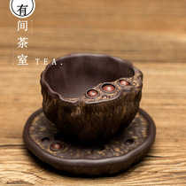 Purple sand can raise lotus seeds Master cup showerhead teacup mouth cup Yixing high-end tea ceremony supplies Purple sand pot accessories