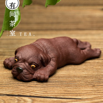 Tea pet ornaments purple sand can raise Hair Boutique zodiac dog Labrador cute puppy sculpture high-end gift
