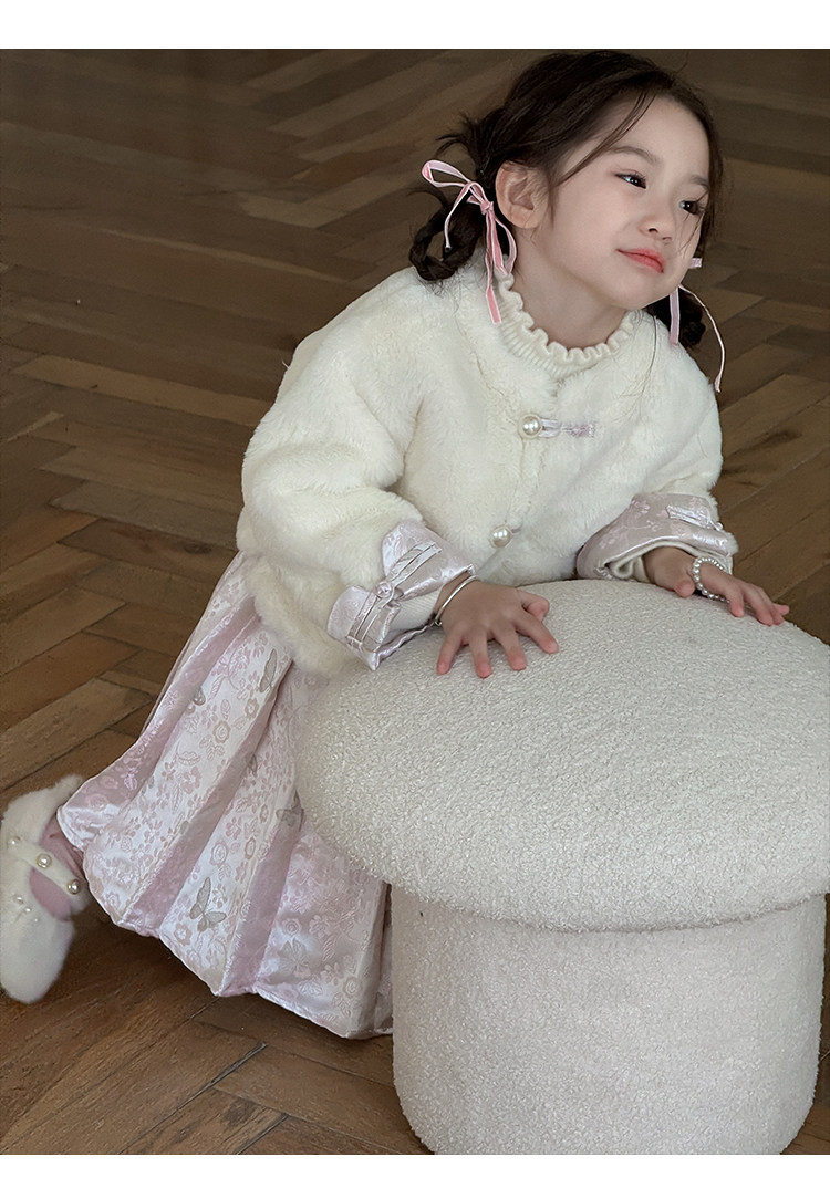 susie苏西童装马面裙中国风新年套装2024秋冬新款女宝宝毛毛外套