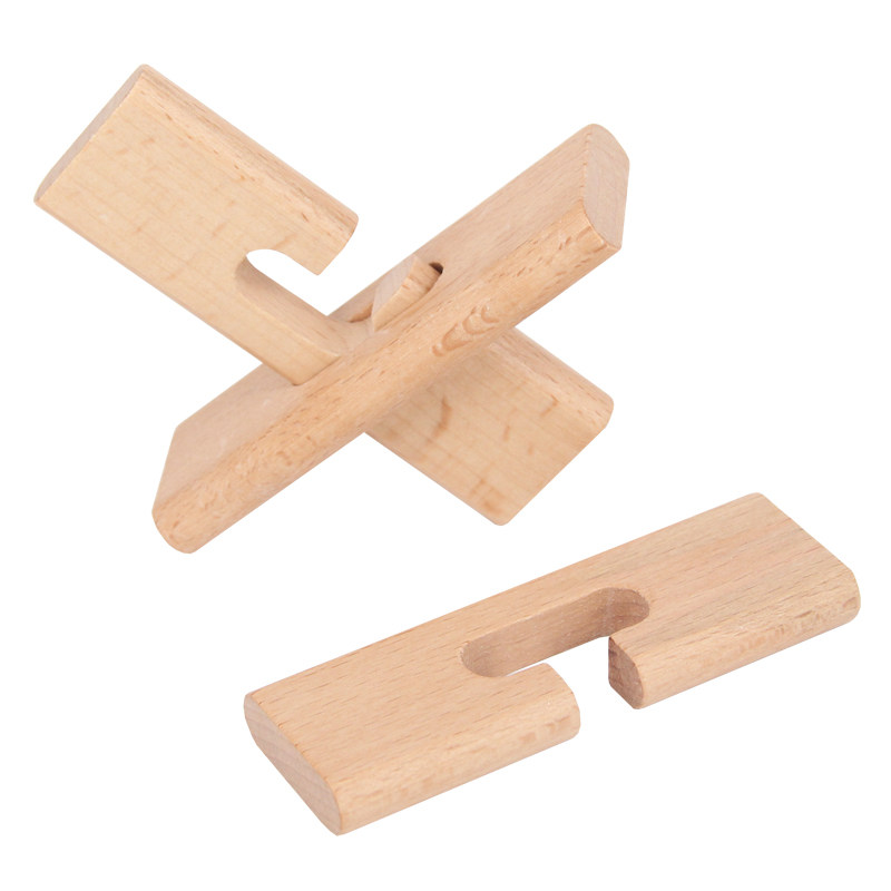 孔明锁鲁班锁榉木 三通 成人儿童古典益智玩具解锁拆解木制精品