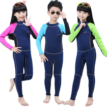 New 2mm thick childrens wetsuit long-sleeved one-piece warm bathing suit boys and girls snorkeling suit jellyfish suit