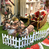 Christmas decorations Santa Claus Deer pull car ornaments Stage props Sleigh car Elk hotel scene layout
