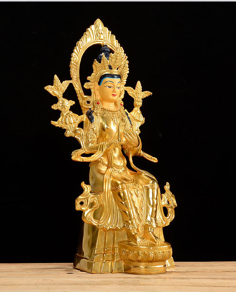 佛缘汇弥勒佛佛像10寸全鎏金铜藏传佛教密宗供奉玄关禅意摆件